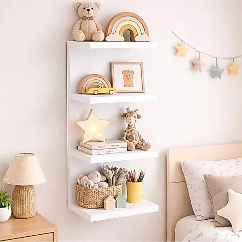 Prateleira Torre de Parede Branca 85cm MDF para Organização e Decoração