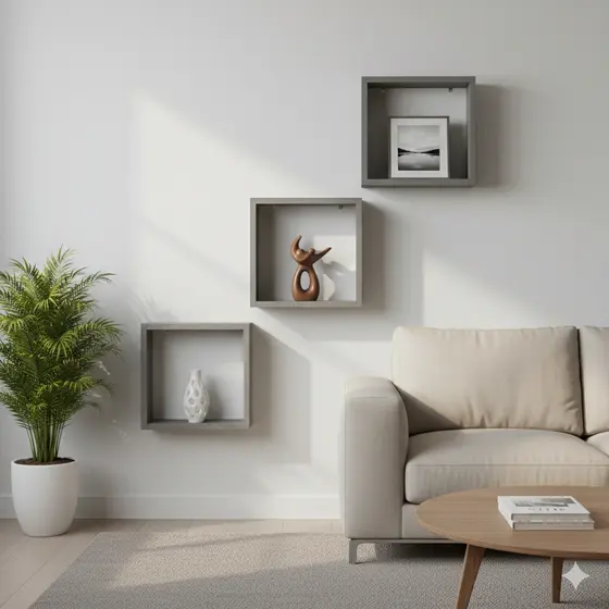 Kit 3 Nichos Prateleira MDF Cinza Quarto Sala Escritório Bebê Infantil