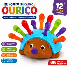 Brinquedo Infantil Ouriço Educacional Encaixar e Montar Sensorial Coordenação Motora Bebê Criança