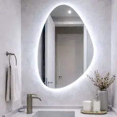 Espelho Orgânico com Led Quente Ou Frio Design Moderno Curvado para Banheiro Quarto Envio Imediato