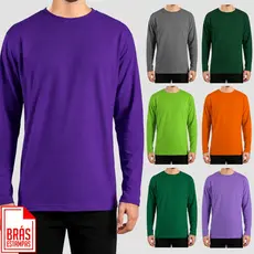 Camisa Masculina Manga Longa Algodão Lisa Blusa Inverno Frio Casual Confortável Básica