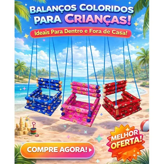Balanço Infantil de Madeira para Criança Cadeirinha Segura Até 35kg Brinquedo Educativo