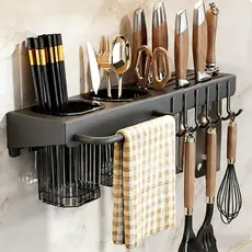 Organizador de Cozinha Multiuso com Ganchos – Mais Espaço e Praticidade na Sua Cozinha!