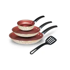 Jogo De Frigideira Teflon Antiaderente 3 Peças com Espátula de Brinde Frigideira de ovo 14 Frigideira francesa 18 e 22