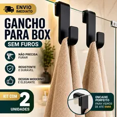 Kit 2 Suportes Para Toalha Box Vidro 8mm Gancho Sem Furos Premium