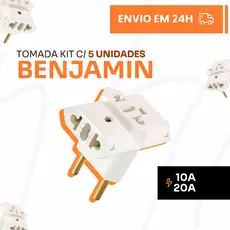 Adaptador de Tomada T Reforçado 10A Benjamin Pino Maciço