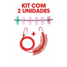 Varal Corda Extensível Portátil com 12 Pregadores de Metal | Varal Retrátil para Casa e Apartamentos Pequenos