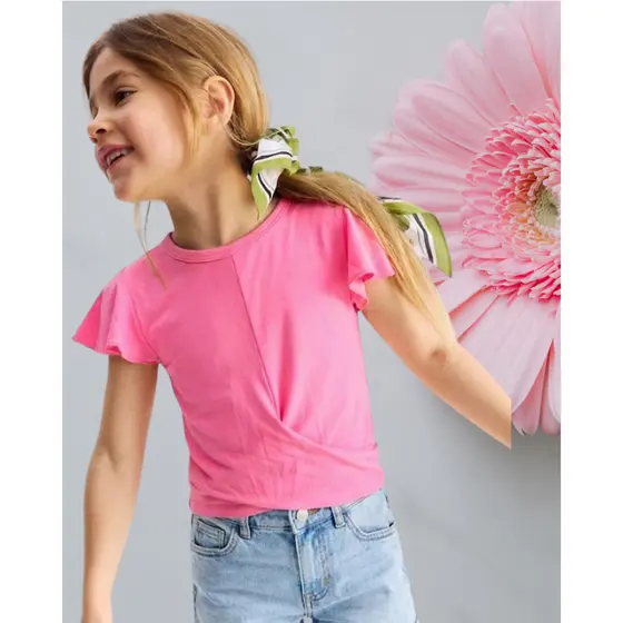 Blusa Menina Infantil Juvenil  - Tam P ao GG - 5 Cores: Rosa, Amarelo, Verde, Azul e Rose