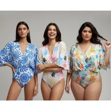 Body Feminino Decote V com Manga Detalhe Franzido - Estampa inspiração - -2026