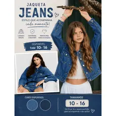 Jaqueta Infantil Feminina Menina Blogueirinha Moda Teen - Brim Premium - Tam 6 ao 16 - 7 Cores  2026