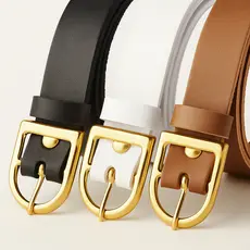 Kit 3 Cinto Feminino Luxo Estilo Minimalista com Fivela Dourada – Look Sofisticado