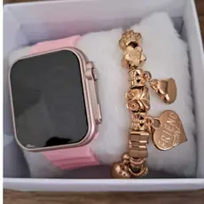 Kit Relógio Feminino Digital Led Com Pulseira Elegante Dourada E Prata E Caixa de Presente Opcional