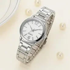 Relógio Prata de Pulso Feminino com Mostrador Fino Luxo Presente Sofisticado Movimento de Quartzo