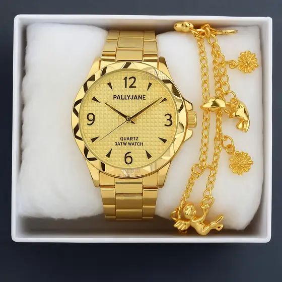 Relógio Feminino Dourado Banhado a Ouro 18k + Pulseira dourada