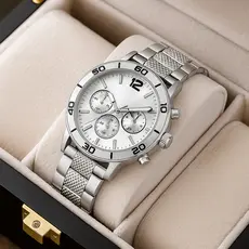 Relógio Masculino Com Pulseira De Liga e Movimento De Quartzo Para Negócios, Adequado Para Reuniões
