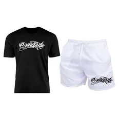 kit camiseta + short tectel osascorte grau academia e praia