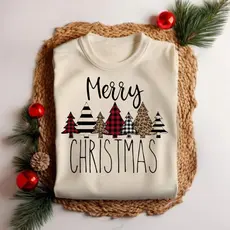 Camiseta Casual 100%Algodão Natal Merry Christmans Arvores Colorida Familia Lançamento 2024 Envio Já