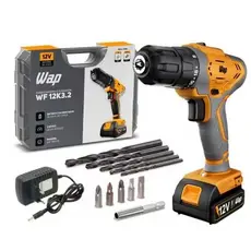 Parafusadeira e Furadeira WAP 12V Bateria Recarregável 2 Velocidades 18 Torque Com Maleta Bivolt