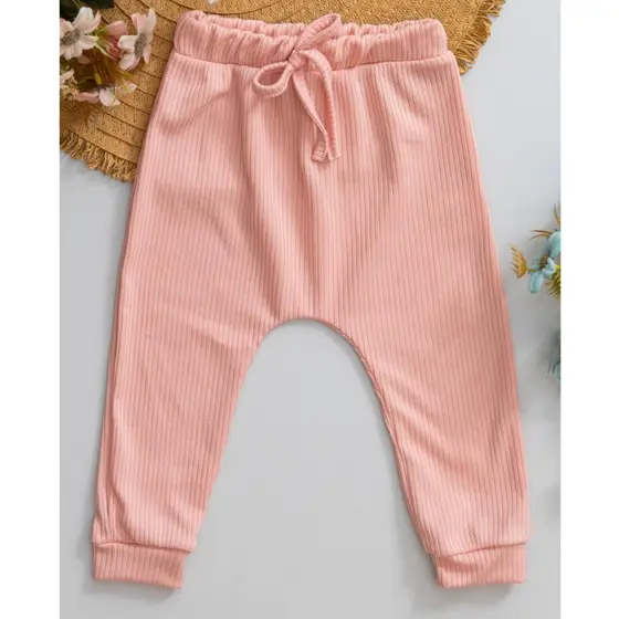 Calça Saruel Canelada Soltinha Infantil Menina Rosa Claro
