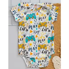 Body Bebê Verão Infantil Fresquinho Menina Menino com Estampa Vídeo Game