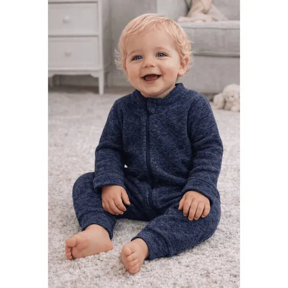 Macacão Quentinho Bebê Menino Menina Inverno Bouclé Azul