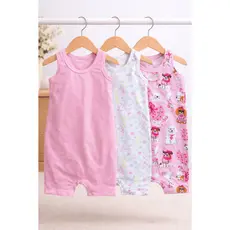 Kit 3 Macacões Bebê Regatas Verão Infantil Fresquinhos Menina com Estampas Variadas