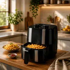 Air Fryer 3,4L 1400W Fritadeira Elétrica Timer 60 Min Sem Óleo Temperatura Até 200°C Preta 110V e 220V