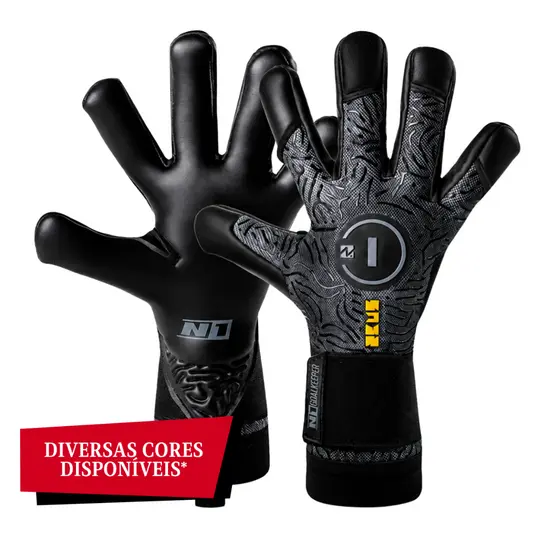 Luva De Goleiro Profissional N1 Zeus 2.0 Grip Extremo Corte Vapor Latex Alemão Palma Estendida Chuva e Sol Neoprene