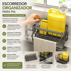 Suporte Organizador Para Pia Porta Bucha Esponja Detergente Com Bandeja De Escoamento