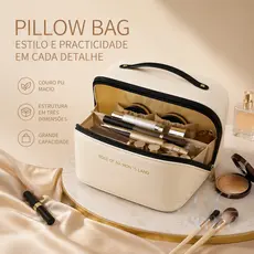 Necessaire Feminino Cosmético De Couro PU De Grande Capacidade Em Alta Qualidade