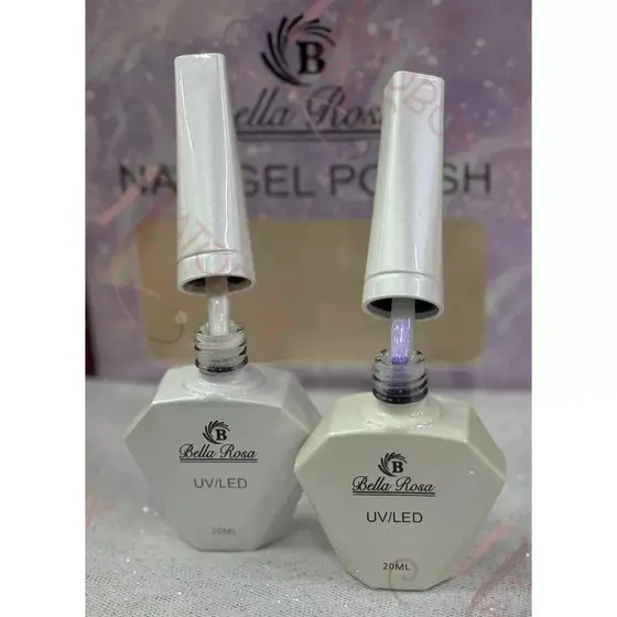 Kit 2 Esmalte Perolado E Aurora Em Gel 20ml Secar Em Cabine Branco Coleçao Bella Rosa Lindo Bonito
