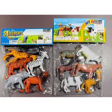 KIT 6 ANIMAIS DE FAZENDA / SELVAGEM PEQUENOS DE BORRACHA DIVERSOS