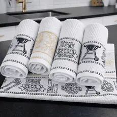 Kit 5 Panos de Prato Jacquard Grandes 100 % Algodão 50×70 cm Alta Absorção