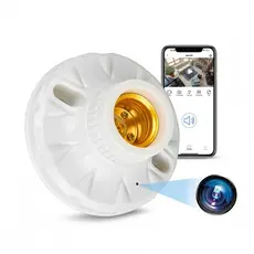 Mini Câmera WiFi Oculta para Lâmpada com Wi-Fi Real 1080P para Vigilância, Instalação em Teto e Base.