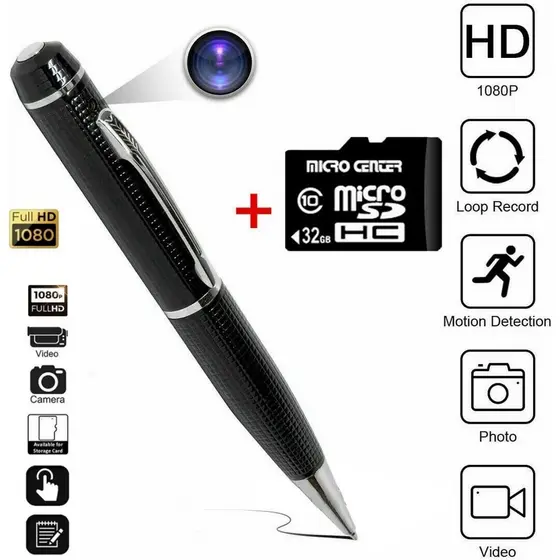 2025 Nova Mini Caneta Câmera Escondida Full HD 1080P Vídeo Body Cam DV/DVR Gravador 32GB