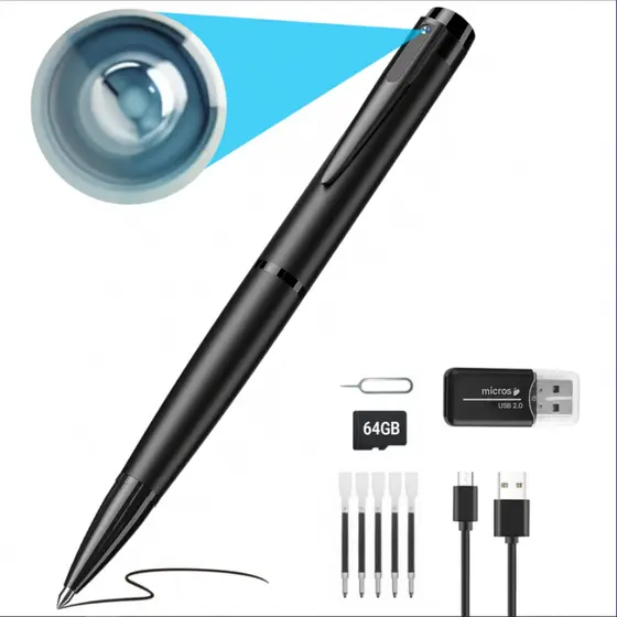 Mini Caneta Portátil Espiã E Câmera Escondida 1080p 64g Caneta Câmera 1080P Mini Câmera CCTV Gravador De Voz Portá