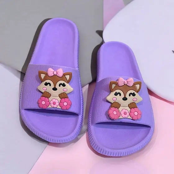 Chinelo Nuvem Infantil Menina Raposa Slide Conforto Macio Leve Chinelo Feminino Escolar Kids