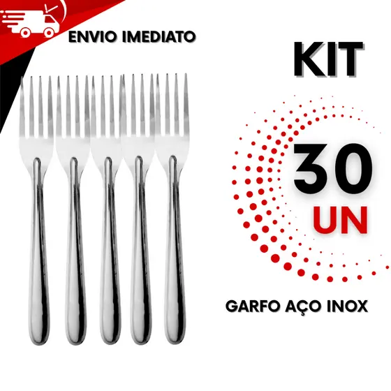 Kit 30 Garfos em Aço Inox – Talheres de Mesa Resistentes para restaurante, residencial, buffet, eventos
