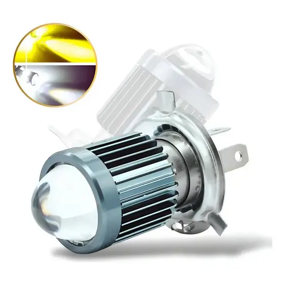 Lâmpada LED H4 Mini Projetor Canhão Universal Moto Carro Bombillo Alto Super Branca Baixa Amarela