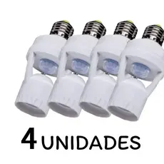 Kit 4 Sensor de Movimento para lâmpada Soquete E27 c/ sensor de presença Bivolt 110V~220V Max 60W