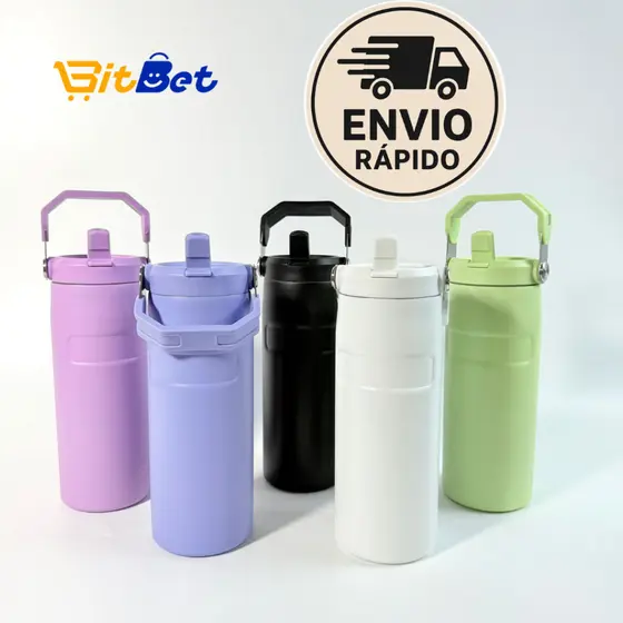 500ml Copo Térmico com Canudo– Garrafa Térmica Portátil com Alça | Conserva Quente e Frio CP-22