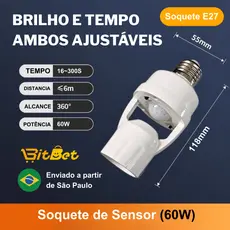 KIT Sensor de Movimento para lâmpada sensor de presença Com Fotocélula Para Lâmpada Soquete Bivolt 110V~220V UT-78
