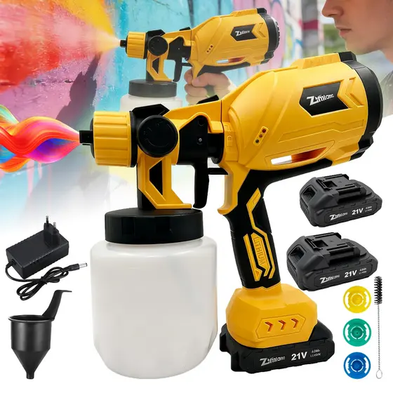 🔥Pistola Pulverizadora Tinta Bateria 21V Pistola Pintura Elétrica Portátil Spray Gun Parede Carro