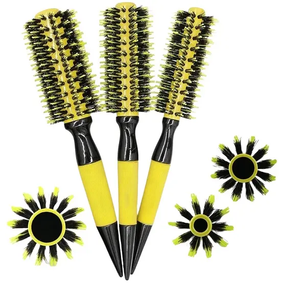 Kit 5 pc Escova De Cabelo Térmica Cerdas De Javali Mista Madeira