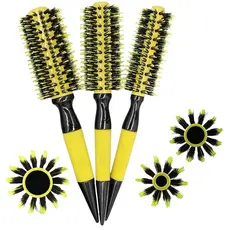 Kit 5 pc Escova De Cabelo Térmica Cerdas De Javali Mista Madeira