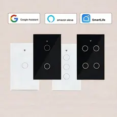 Interruptor Inteligente Touch 1/2/3/4 Botão WiFi Smart Automação,Compatível Alexa Google Smart Tuya