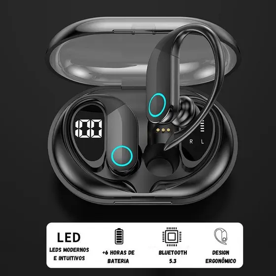 Fone de ouvido Sem Fio Bluetooth TWS Esportivo Design Pendurado Na Orelha Ergonômico K-G37PRO-Techo Pro