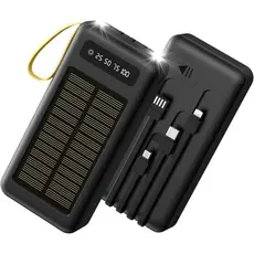 Carregador Portátil Power Bank Solar 20.000mah Com cabos 5 Em1 LED lanterna