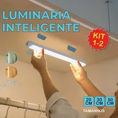 Smart Luminária Inteligente Ultra LED com sensor de movimento sem fio e Recarregável USB fino barra 10/30/50cm