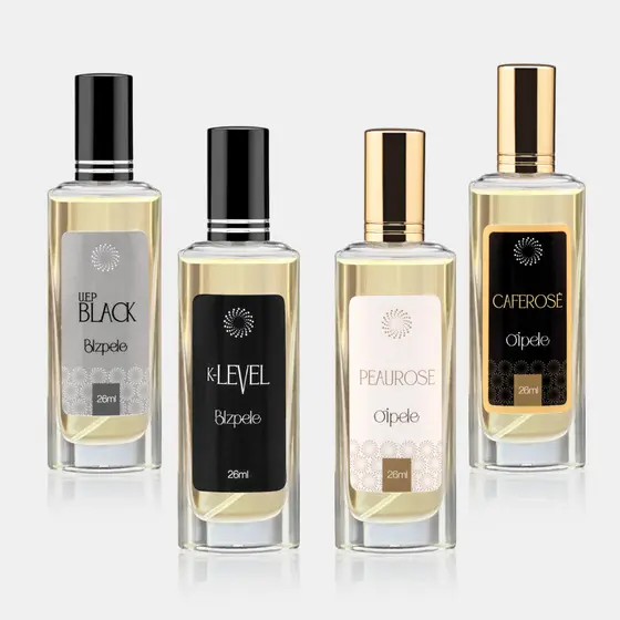Kit 04 Perfumes 100ml, 26ml - inspiração Masculino e Feminino Essência Concentrada Alta Fixação Eau de Parfum OiPele Par